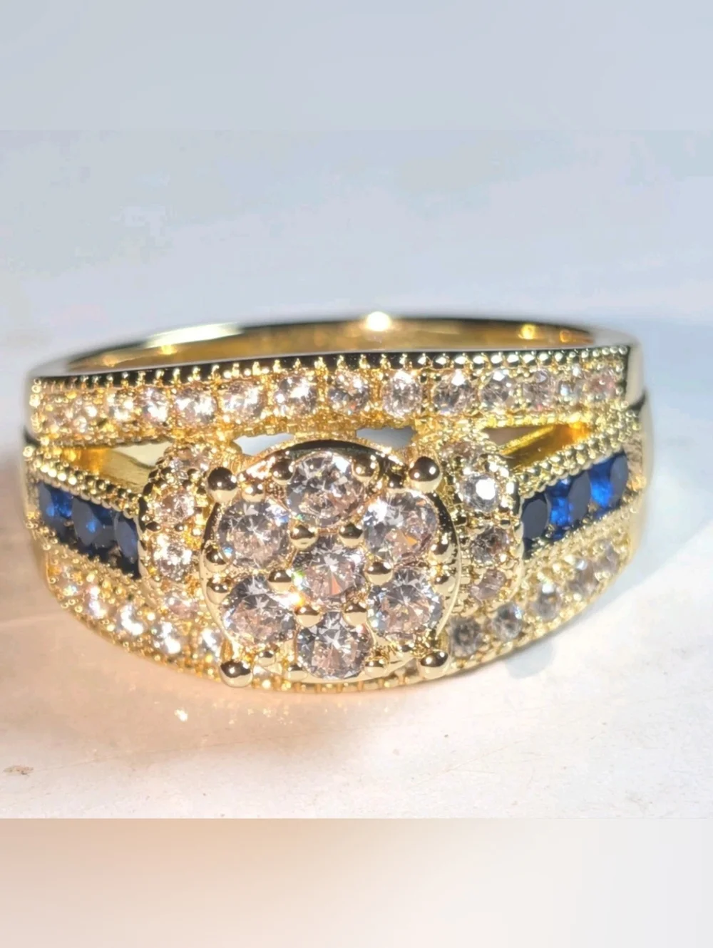 Classic Bright Sparkling Men's 4 Ct Lab-Created Diamond Sapphire Band Ring Sz 10